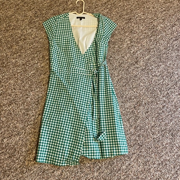 Green Gingham Wrap Dress - Picture 1 of 3